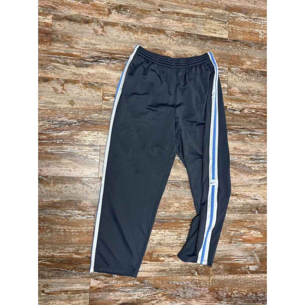 Mens Vintage Y2K Nike Ankle Zip Athletic Pants Size XXL Gray Blue White Striped